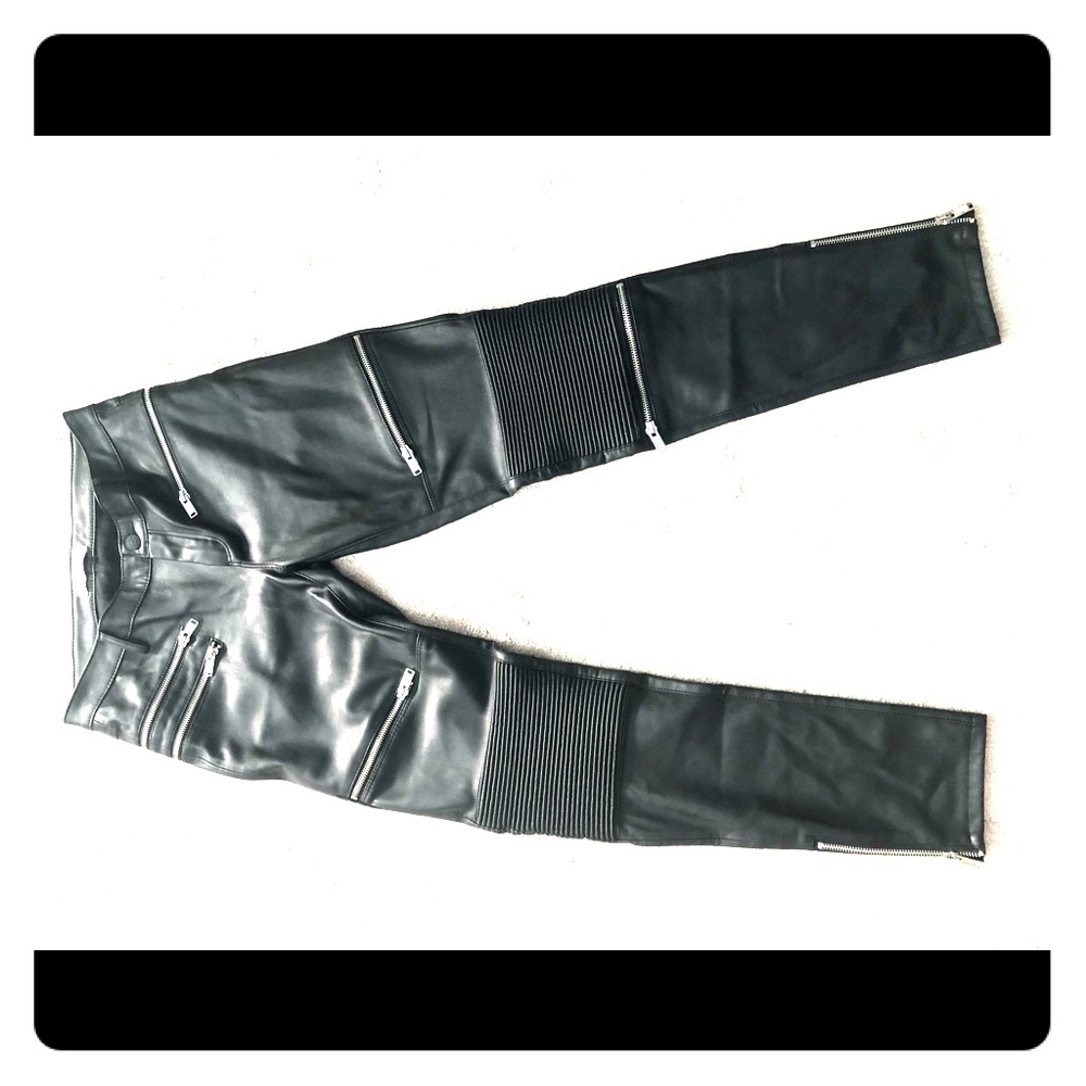 Never worn ZARA moto leather pants
